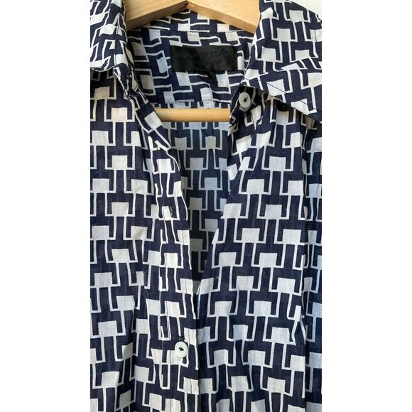 $477 Nili Lotan Kate Printed Cotton-voile Shirt Blouse Top NEW L - Picture 5 of 8